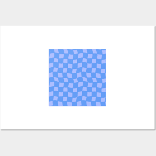 Abstract Checker Board - blue and periwinkle Posters and Art